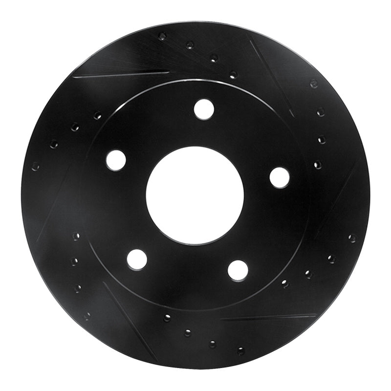 R1 Concepts R1 94-99 Dodge Ram 1500 Pickup Front Right Drilled & Slotted Black Brake Rotor
