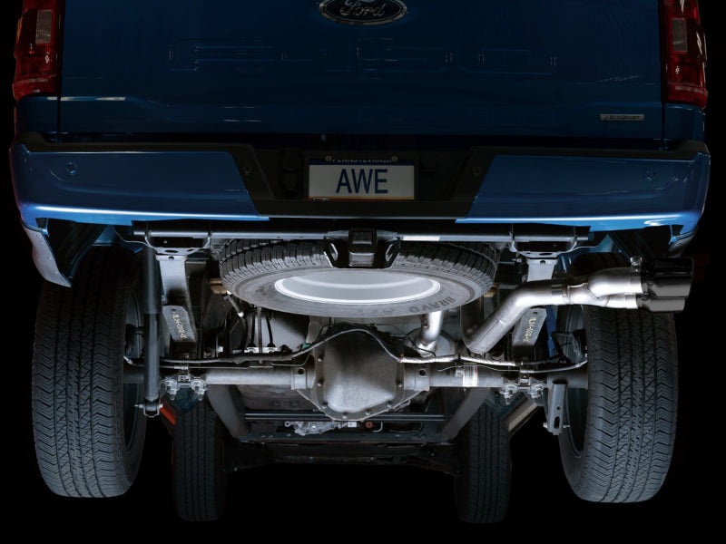 AWE Tuning AWE 21+ Ford F150 Dual Side Exit Cat-Back Exhaust - 4.5in Diamond Black Tips *For Stock Y-Pipe Only
