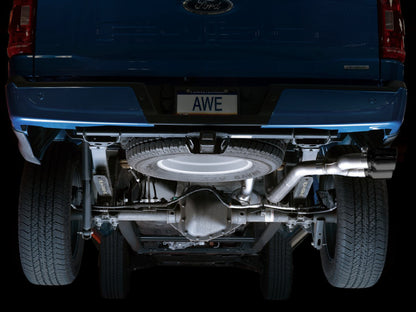 AWE Tuning AWE 21+ Ford F150 Dual Side Exit Cat-Back Exhaust - 4.5in Diamond Black Tips *For Stock Y-Pipe Only