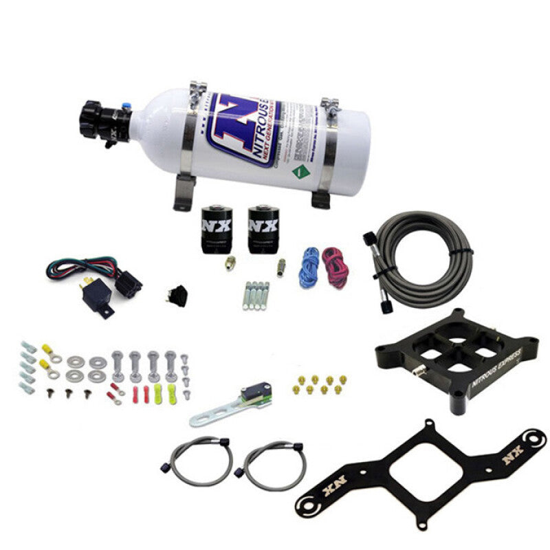 Nitrous Express 4150 Single Entry Billet Crossbar Nitrous Plate Kit (50-300HP) w/5lb Bottle