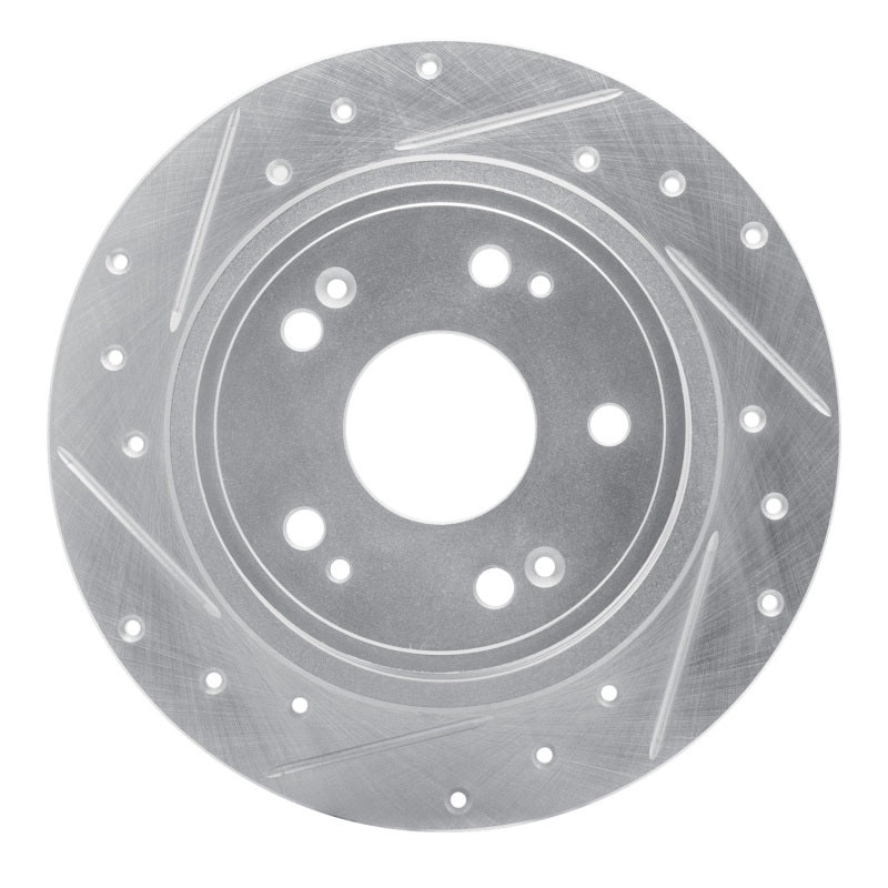 R1 Concepts R1 05-22 Acura ILX Rear Left Drilled & Slotted Silver Brake Rotor