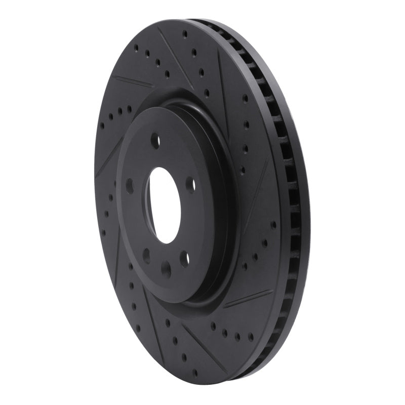 R1 Concepts R1 11-19 Ford Explorer Front Right Drilled & Slotted Black Brake Rotor