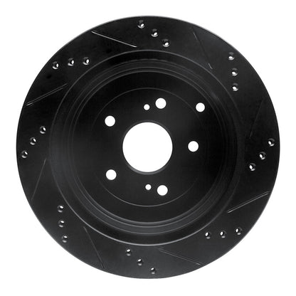 R1 Concepts R1 09-17 Suzuki Grand Vitara Rear Left Drilled & Slotted Black Brake Rotor