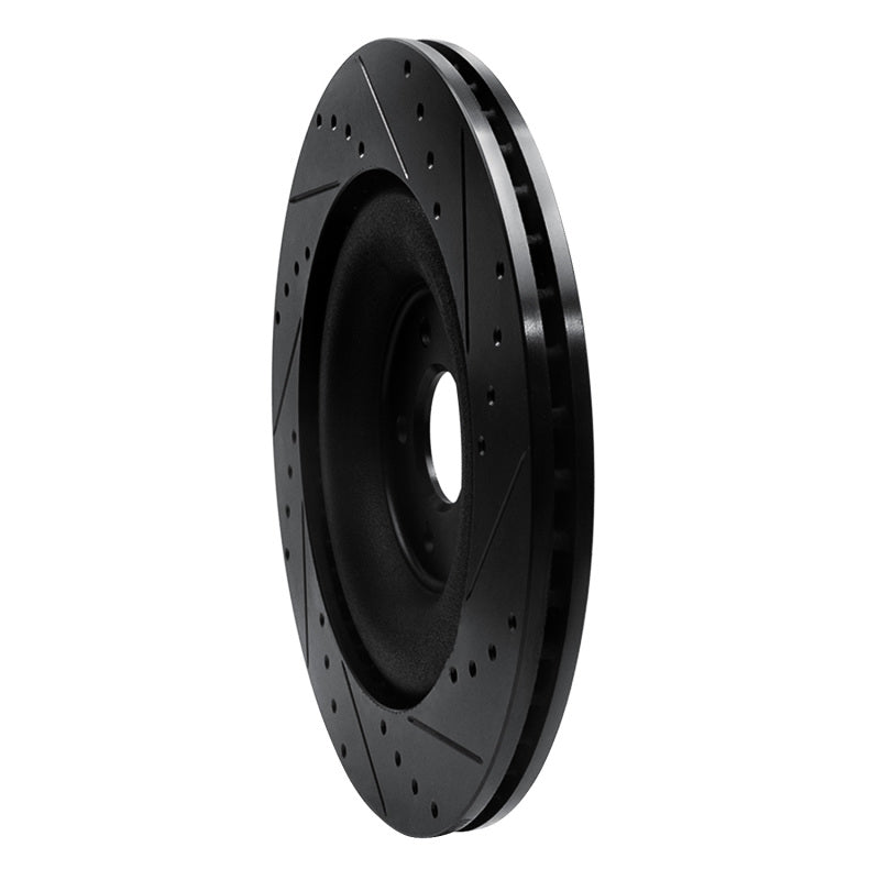 R1 Concepts R1 10-24 Jaguar XFR Rear Left Drilled & Slotted Black Brake Rotor