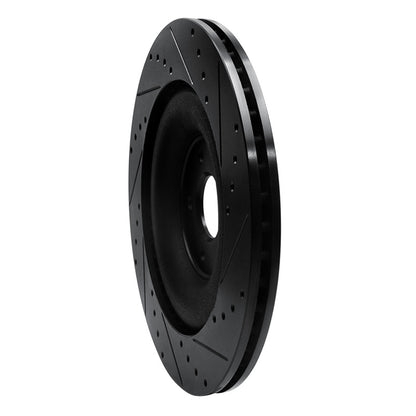 R1 Concepts R1 10-24 Jaguar XFR Rear Left Drilled & Slotted Black Brake Rotor