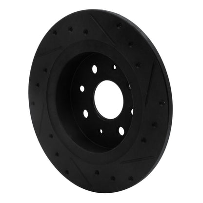 R1 Concepts R1 98-03 Kia Sephia Rear Left Drilled & Slotted Black Brake Rotor