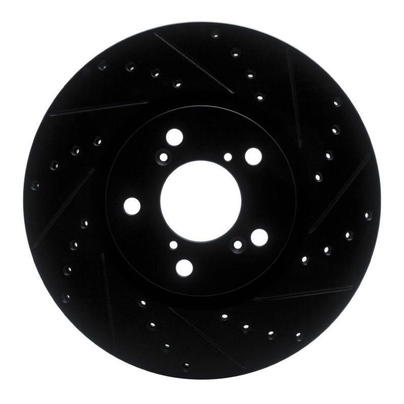 R1 Concepts R1 06-14 Honda Ridgeline Front Right Drilled & Slotted Black Brake Rotor