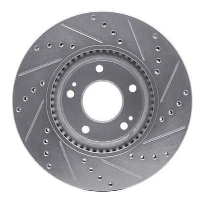R1 Concepts R1 05-24 Hyundai Veloster Front Left Drilled & Slotted Silver Brake Rotor