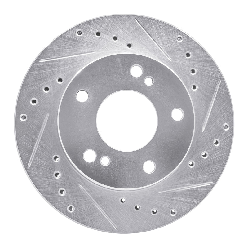 R1 Concepts R1 96-98 Nissan 240SX Front Right Drilled & Slotted Silver Brake Rotor