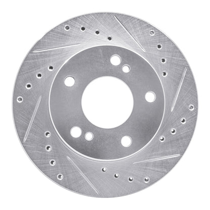 R1 Concepts R1 96-98 Nissan 240SX Front Right Drilled & Slotted Silver Brake Rotor