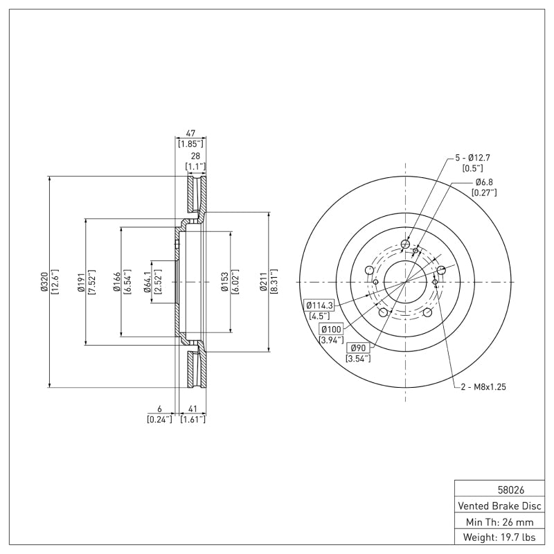 DFC 14-20 Acura MDX Front Brake Rotor