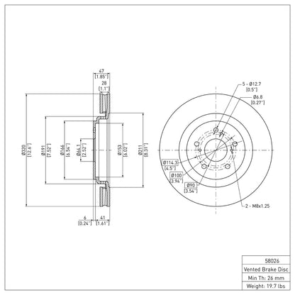 DFC 14-20 Acura MDX Front Brake Rotor