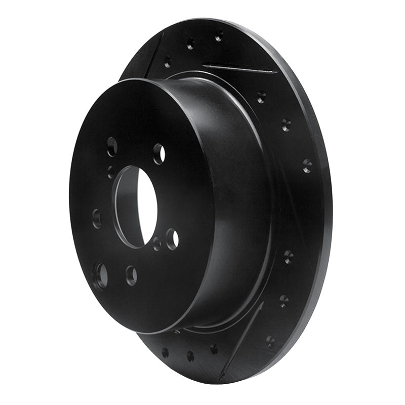 R1 Concepts R1 12-23 Subaru Crosstrek Rear Left Drilled & Slotted Black Brake Rotor