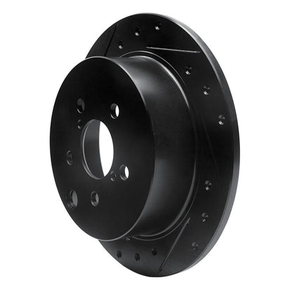 R1 Concepts R1 12-23 Subaru Crosstrek Rear Left Drilled & Slotted Black Brake Rotor