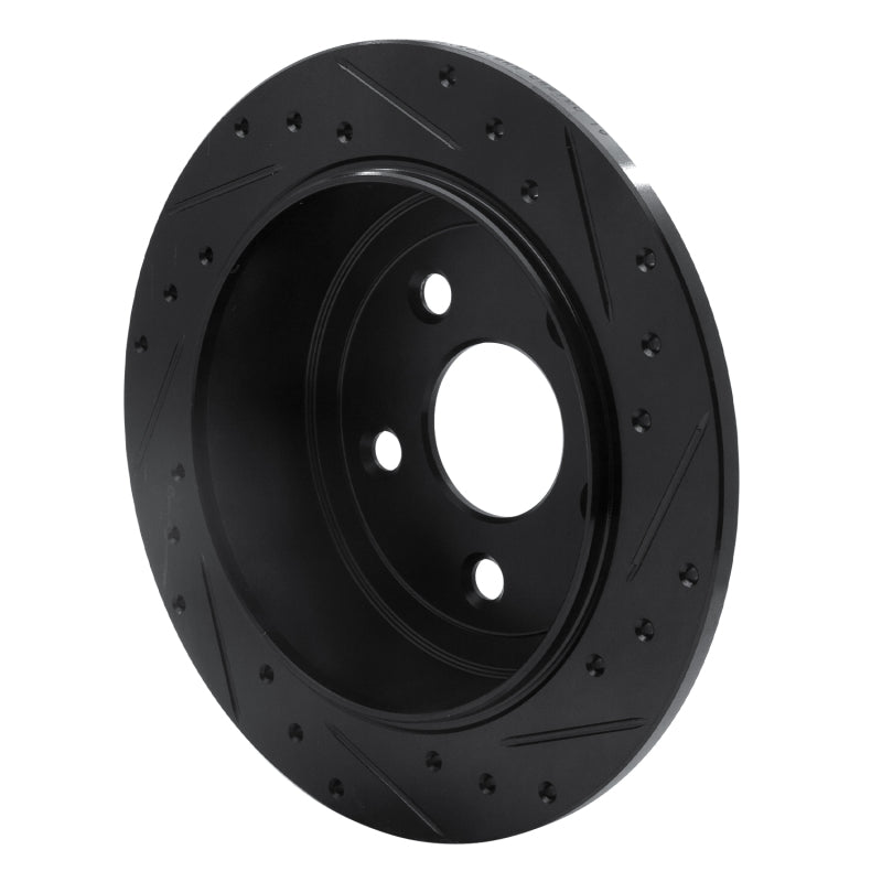 R1 Concepts R1 07-18 Jeep Wrangler Rear Left Drilled & Slotted Black Brake Rotor