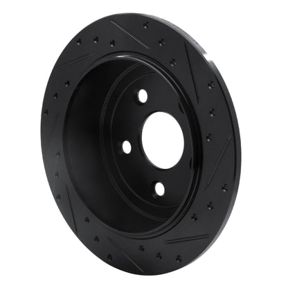 R1 Concepts R1 07-18 Jeep Wrangler Rear Left Drilled & Slotted Black Brake Rotor