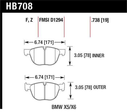 Hawk Performance Hawk 07-08 BMW X5 3.0si/4.8i / 09-13 X5 Xdrive / 08-13 X6 Xdrive HPS Front Brake Pads