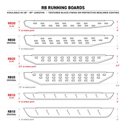 Go Rhino RB20 Slim Running Boards - Universal 80in. - Bedliner Coating