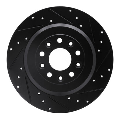R1 Concepts R1 05-19 Ford Freestyle Rear Right Drilled & Slotted Black Brake Rotor
