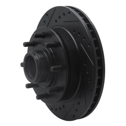 R1 Concepts R1 92-02 Chevrolet G30 Front Left Drilled & Slotted Black Brake Rotor