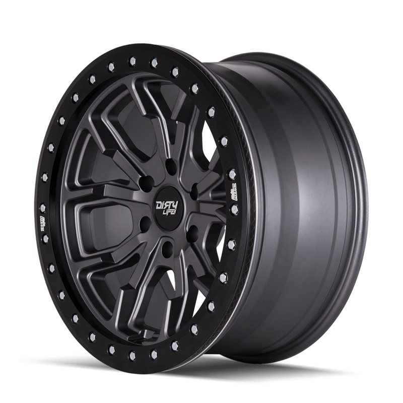 Dirty Life 9303 DT-1 17x9/5x127 BP/-12mm Offset/78.1mm Hub Matte Gunmetal Wheel - Simulated Rashring