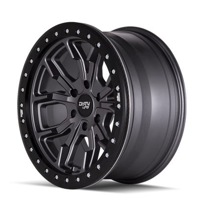 Dirty Life 9303 DT-1 17x9/5x127 BP/-12mm Offset/78.1mm Hub Matte Gunmetal Wheel - Simulated Rashring