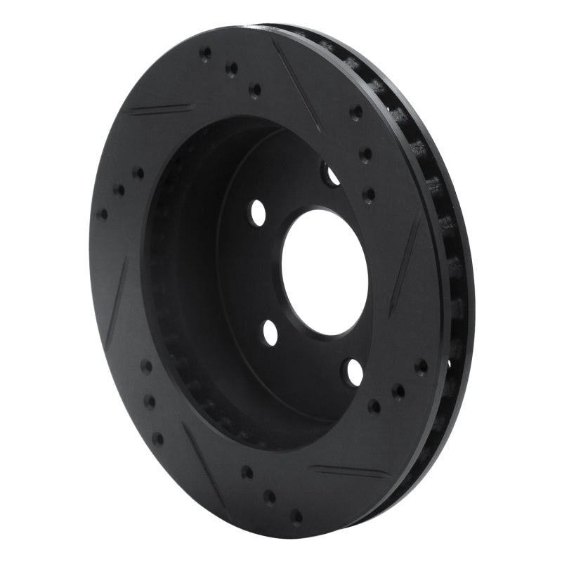 R1 Concepts R1 90-92 Ford Taurus SHO Rear Left Drilled & Slotted Black Brake Rotor