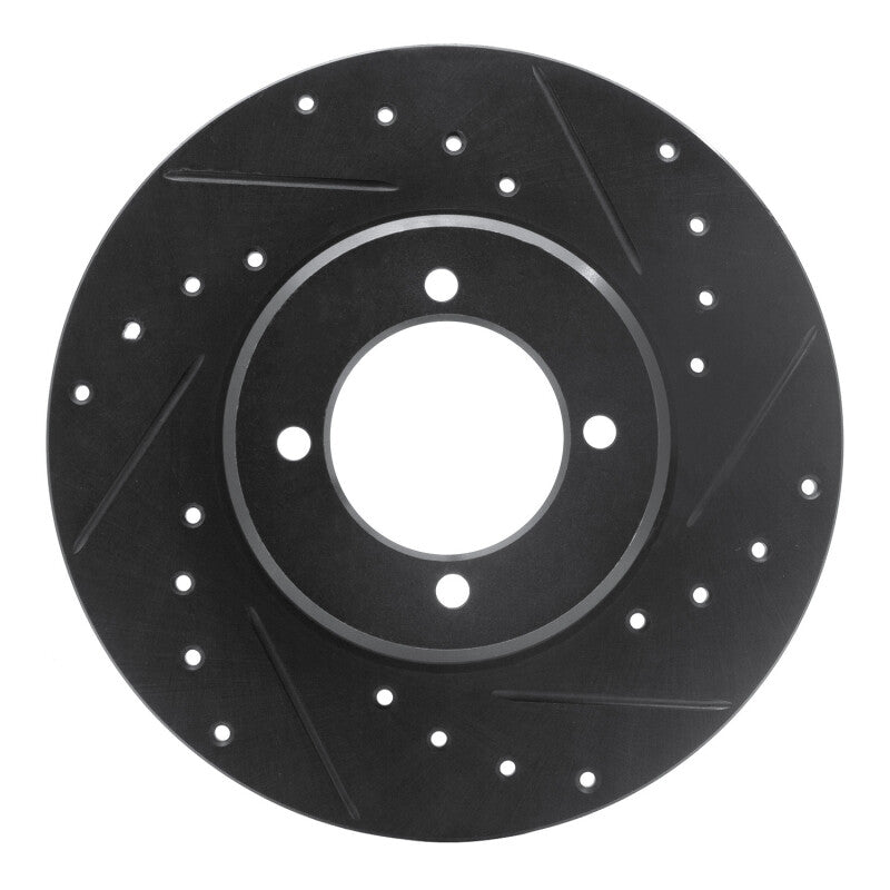 R1 Concepts R1 72-82 Toyota CORONA Front Right Drilled & Slotted Black Brake Rotor