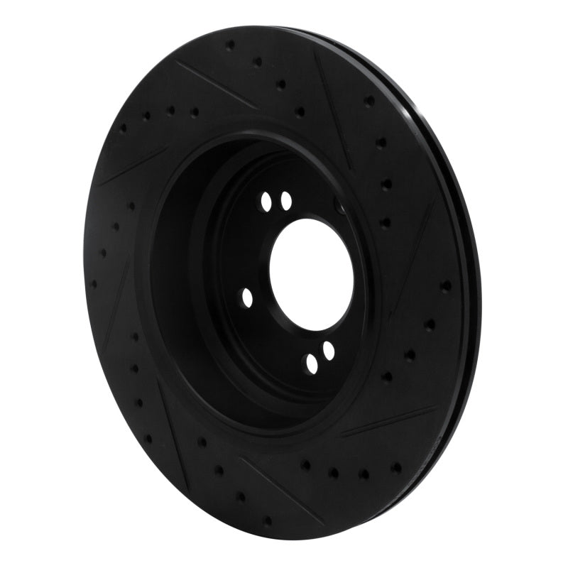 R1 Concepts R1 00-06 BMW M5 Rear Left Drilled & Slotted Black Brake Rotor