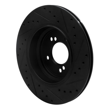 R1 Concepts R1 00-06 BMW M5 Rear Left Drilled & Slotted Black Brake Rotor