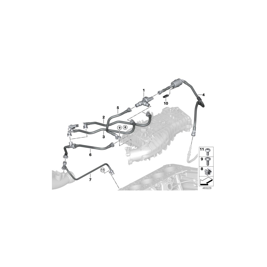 Genuine BMW 13908681537 G01 G02 Fuel Tank Breath.Line With Resonator (Inc. X3) | ML Performance US Car Parts