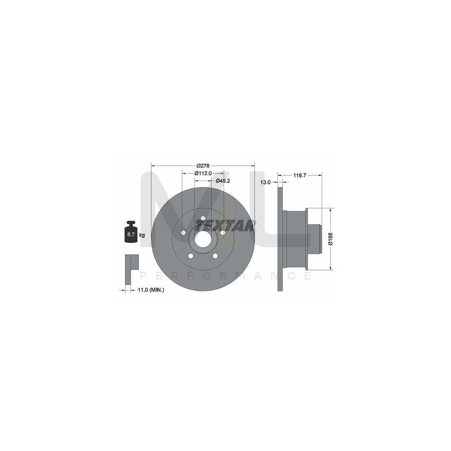TEXTAR 92022000 Brake Disc for Solid, with wheel hub, without wheel studs | ML Performance Car Parts