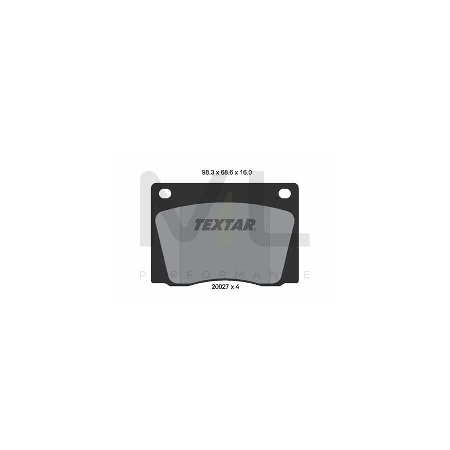 TEXTAR 2002701 Brake pad set not prepared for wear indicator | ML Performance Car Parts