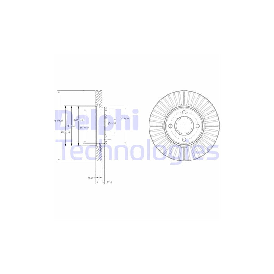 Delphi Bg4117 Brake Disc For Ford Fiesta Mk5 Hatchback (Jh1, Jd1, Jh3, Jd3)
