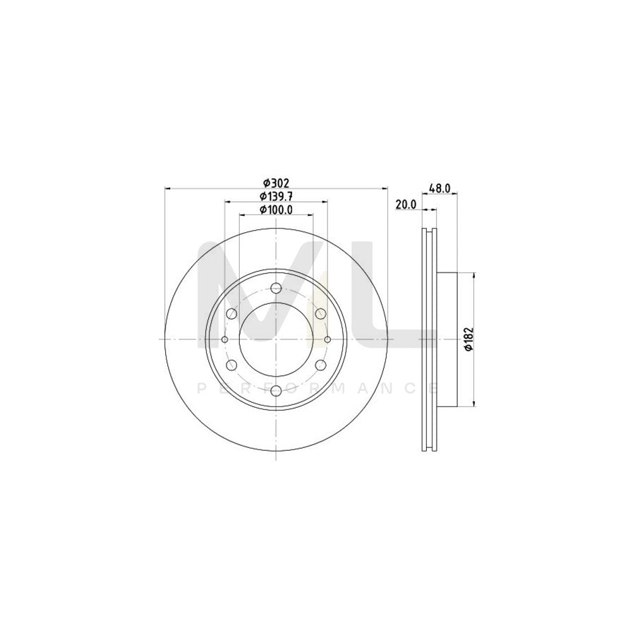 HELLA 8DD 355 105-191 Brake Disc Internally Vented, without wheel hub, without wheel studs
