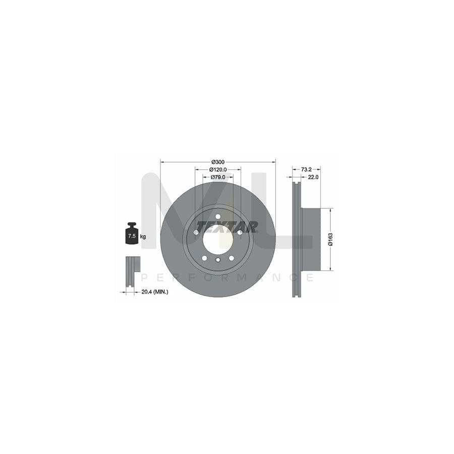TEXTAR PRO 92238503 Brake Disc Internally Vented, Coated, without wheel hub, without wheel studs | ML Performance Car Parts