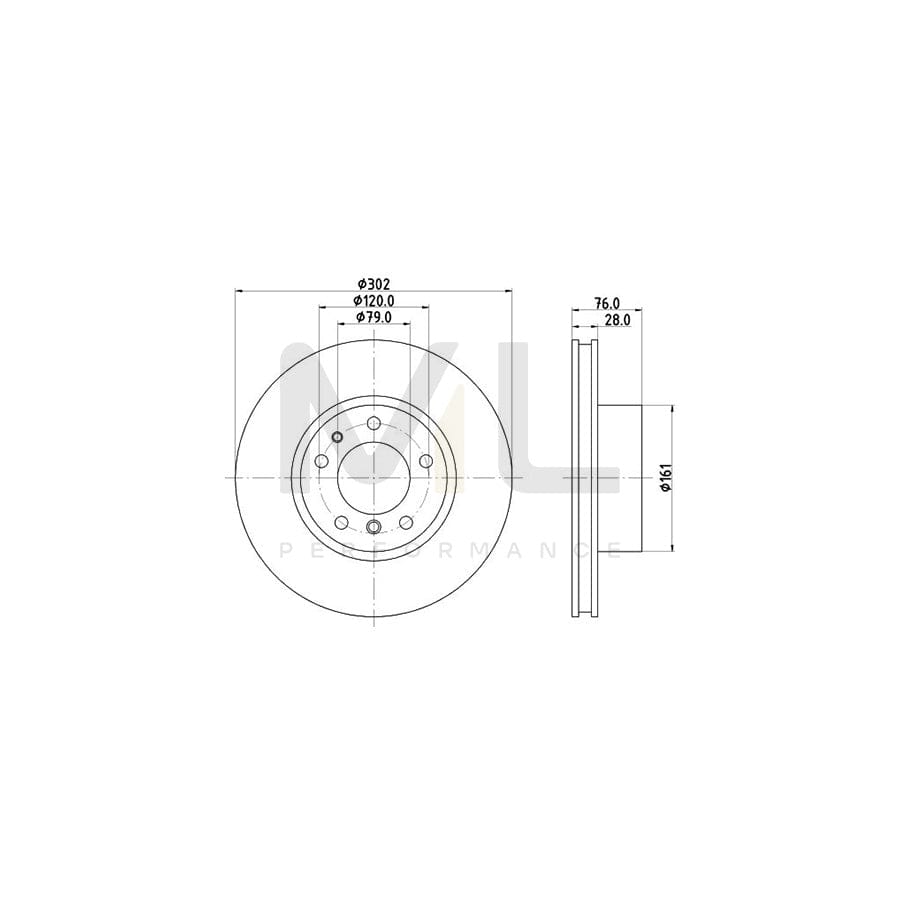 HELLA 8DD 355 101-741 Brake Disc Internally Vented, without wheel hub, without wheel studs