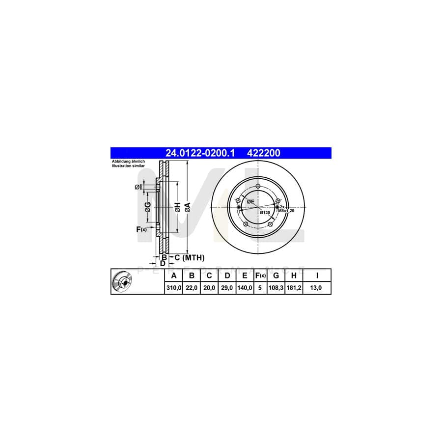ATE 24.0122-0200.1 Brake Disc for SUZUKI GRAND VITARA Vented  - 1 piece