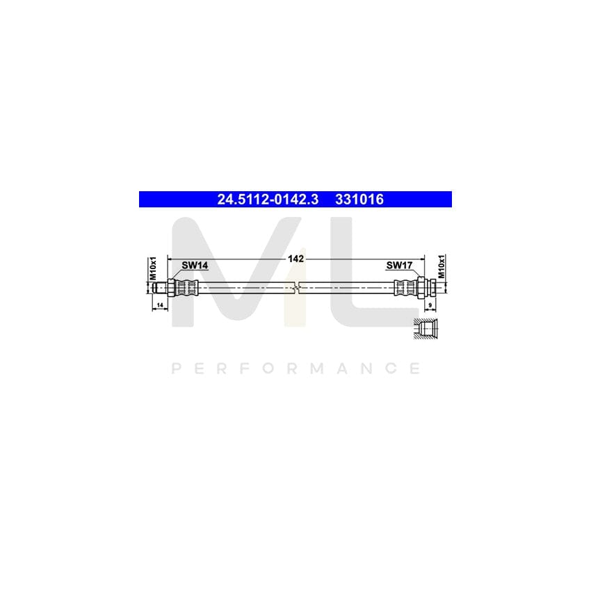 ATE 24.5112-0142.3 Brake Hose 142mm, M10x1