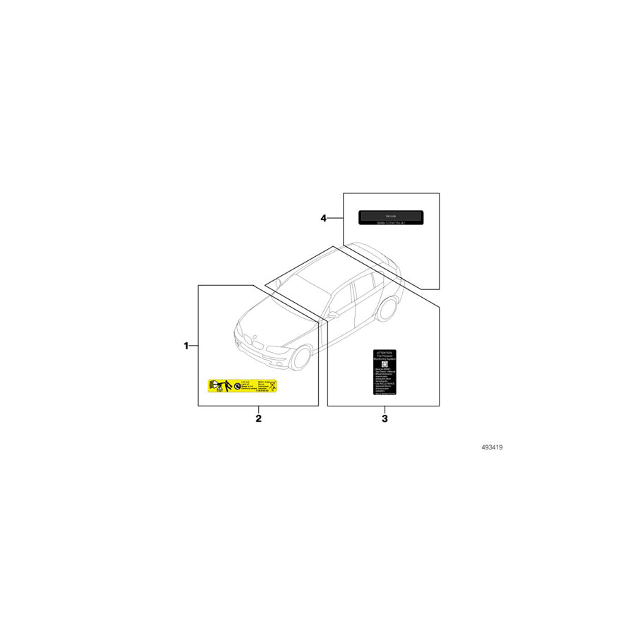 Genuine BMW 71217161475 E88 E84 E87 Label "Chassis Number" (Inc. X1 16d, 128i & 118i) | ML Performance US Car Parts