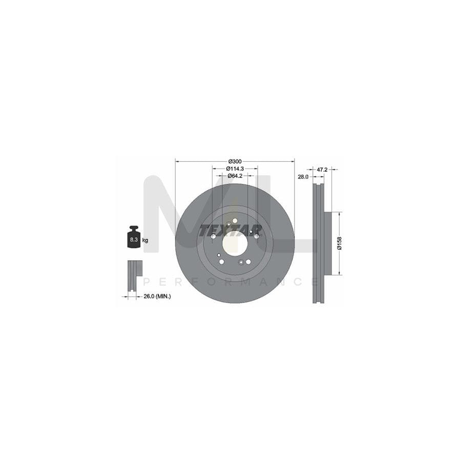 TEXTAR PRO 92284603 Brake Disc Internally Vented, Coated, without wheel hub | ML Performance Car Parts