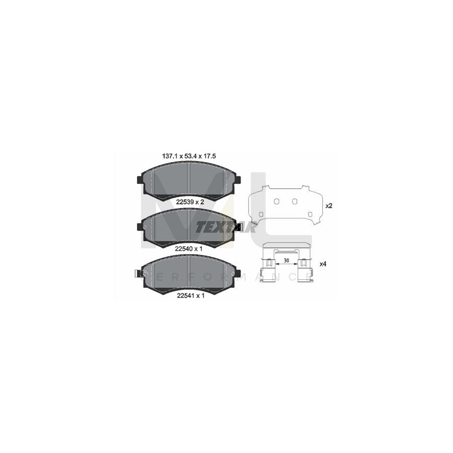 TEXTAR 2253901 Brake pad set with acoustic wear warning, with accessories | ML Performance Car Parts
