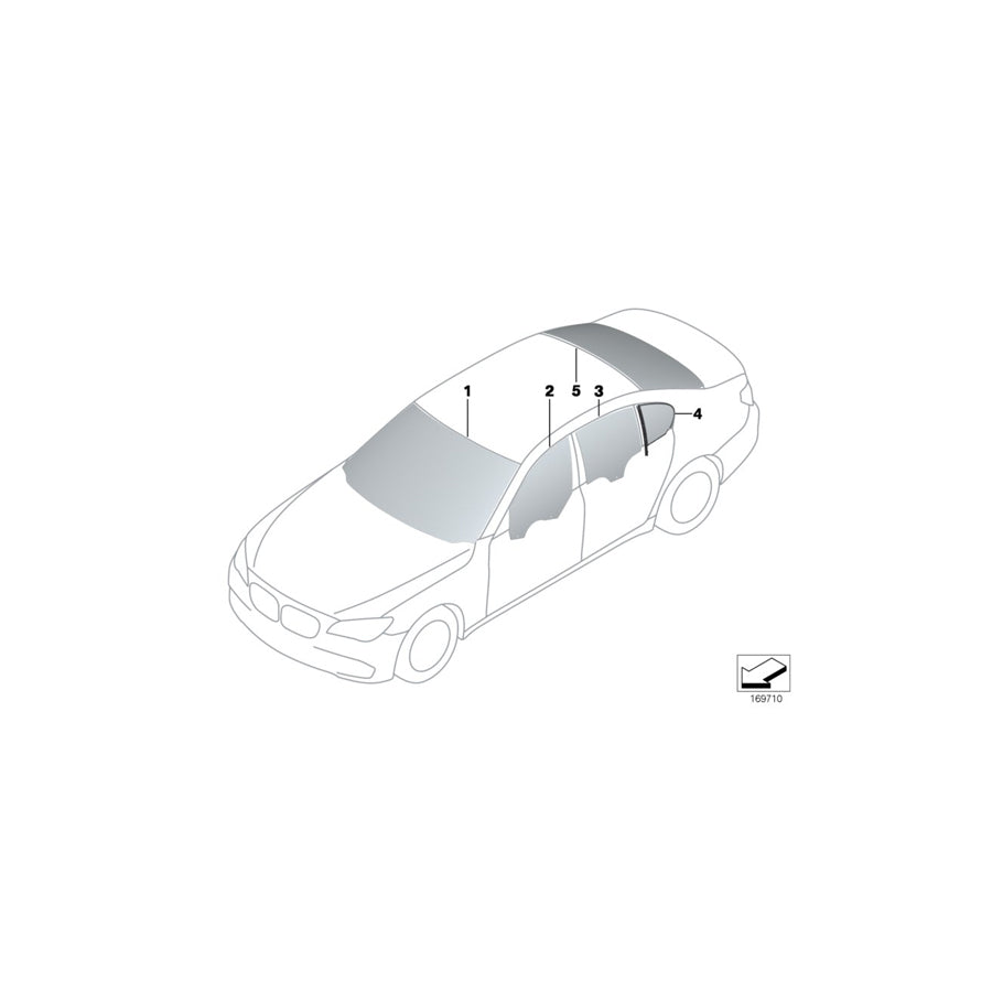 Genuine BMW 51357182098 F01 F04 Side Window, Green, Door, Rear Right SSG (Inc. ALPINA B7, 730dX & ALPINA B7X) | ML Performance US Car Parts