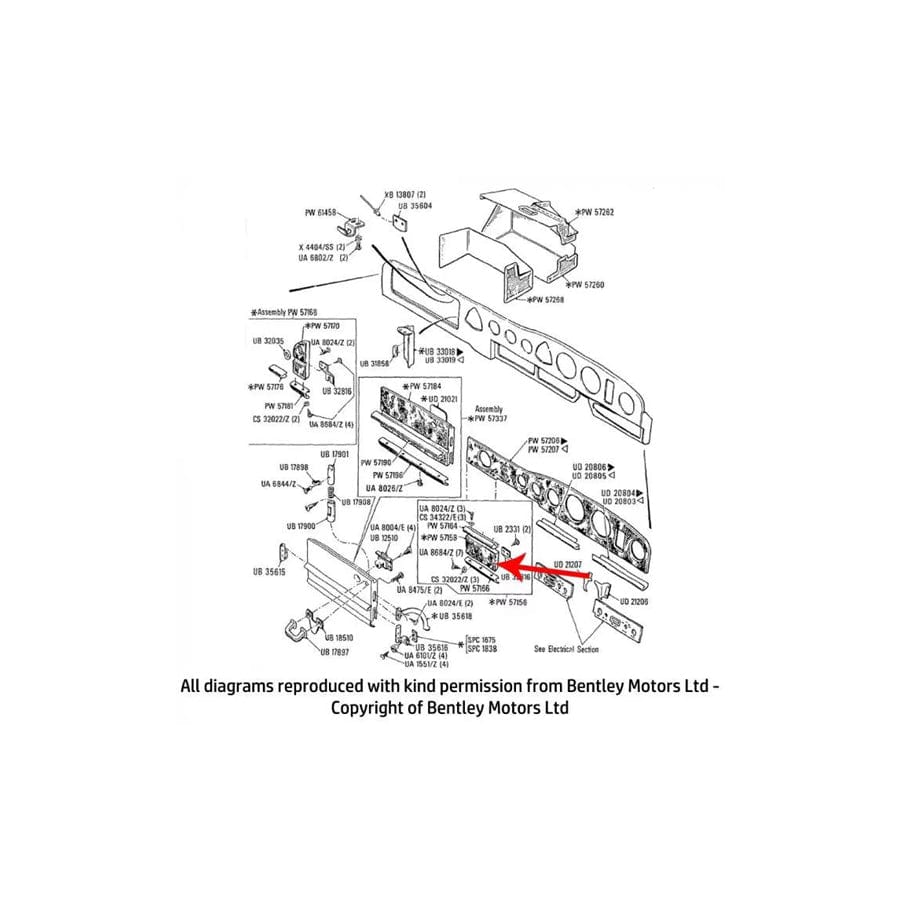 GENUINE Rolls-Royce PW57159 INNER FACIA PANEL (LEFT HAND DRIVE)