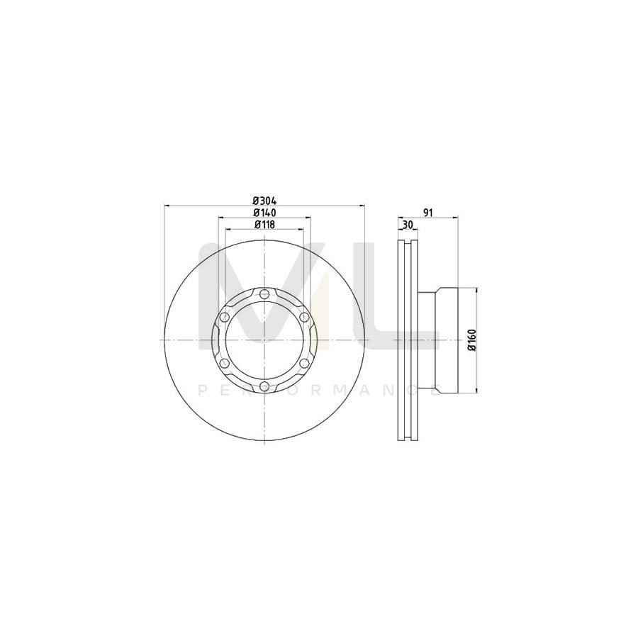 TEXTAR 93038700 Brake Disc Internally Vented, without wheel hub, without wheel studs | ML Performance Car Parts