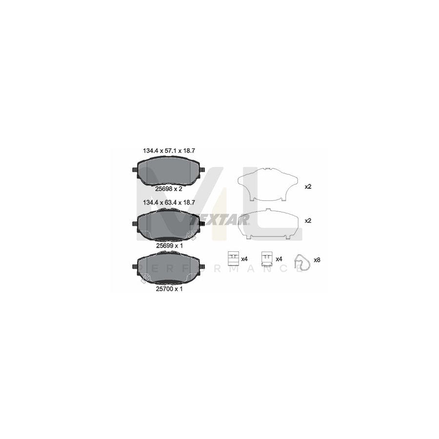 TEXTAR 2569801 Brake pad set with acoustic wear warning, with accessories | ML Performance Car Parts