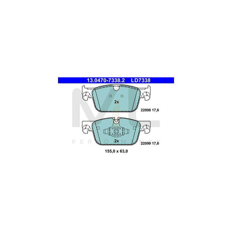 ATE 13.0470-7338.2 Brake pad set excl. wear warning contact, prepared for wear indicator