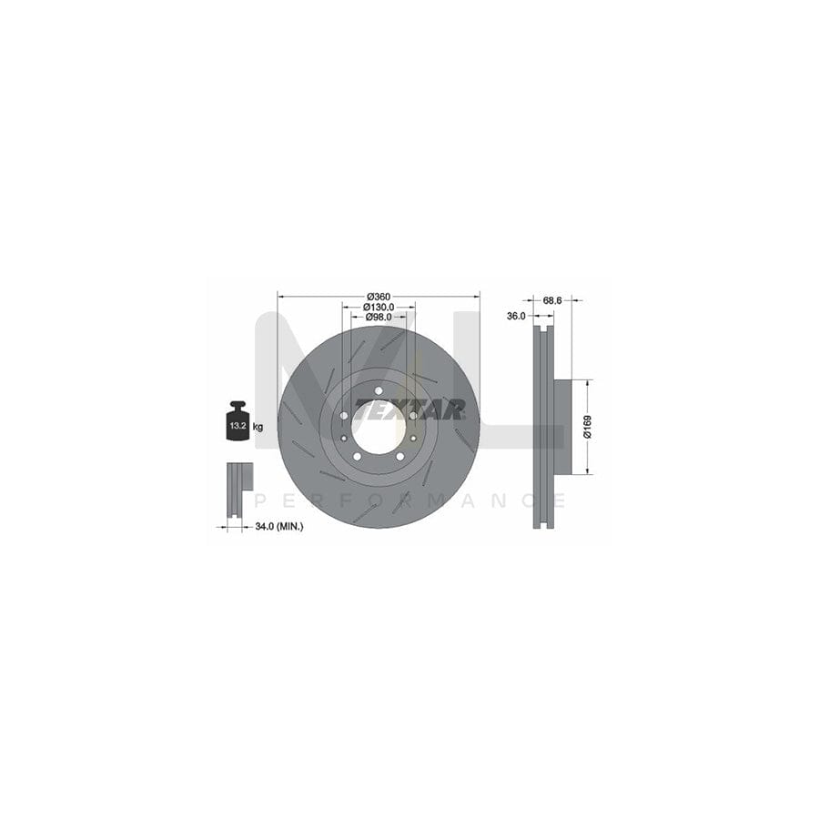 TEXTAR 92214005 Brake Disc for PORSCHE Panamera (970) Internally Vented, Coated, High-carbon, without wheel hub, without wheel studs | ML Performance Car Parts