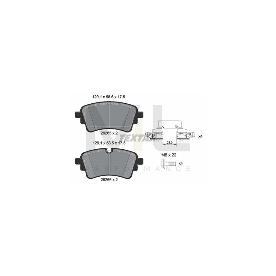 TEXTAR 2626501 Brake pad set prepared for wear indicator, with brake caliper screws, with accessories | ML Performance Car Parts