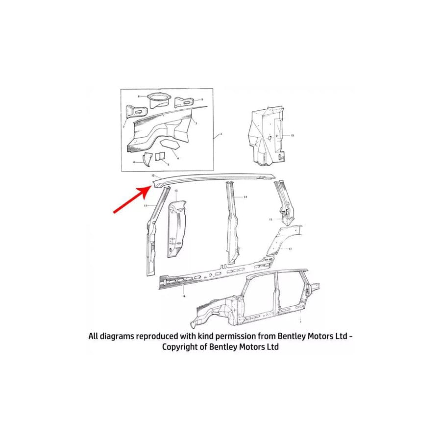 GENUINE Rolls-Royce & Bentley 112680121 LEFT HAND CANTRAIL PANEL (SWB)